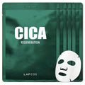 LAPCOS K Beauty Cica Sheet Mask - Regenerating & Soothing Face Masks with Niacinamide & Centella Asiatica for Dull, Damaged Skin Barrier - Highly Breathable Bamboo Sheet - Korean Skin Care (Pack of 5)