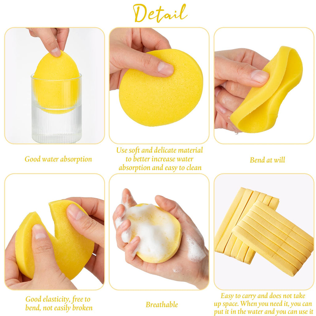 Foaincore 600 Pcs Compressed Facial Sponge Round Facial Sponge for Estheticians Face Sponges for Cleansing Makeup Removal Wash Pads Disposable Sponges for Women Spa Exfoliating (Yellow)