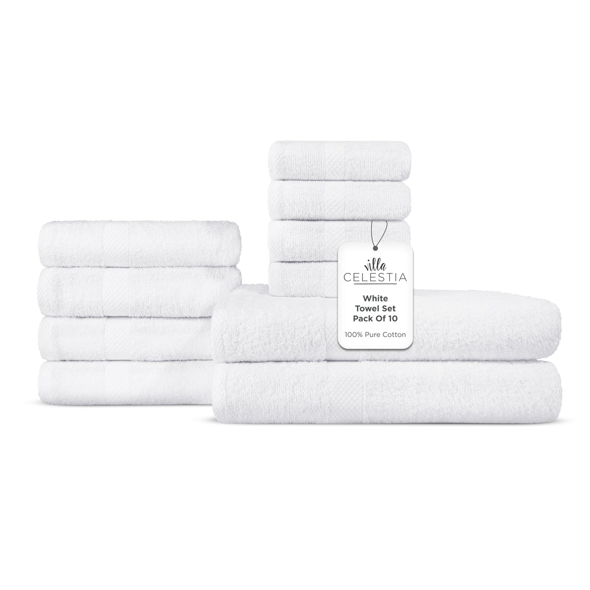 Villa Celestia Cotton Hand Towels Set of 4, 16 x 28, Oeko-TEX Certified, Quick Dry, Sage
