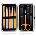 MORGLES Tweezers Set 9 Pcs Colorful Nail Clipper Kit with Case for Grooming