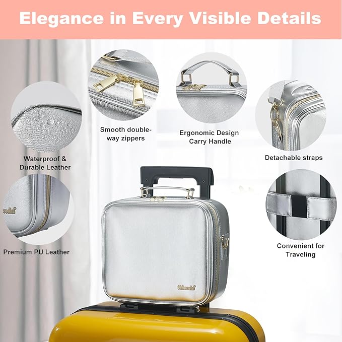 Mocado Travel Makeup Bag with Mirror Makeup Case with 10x Magnifying Mirror