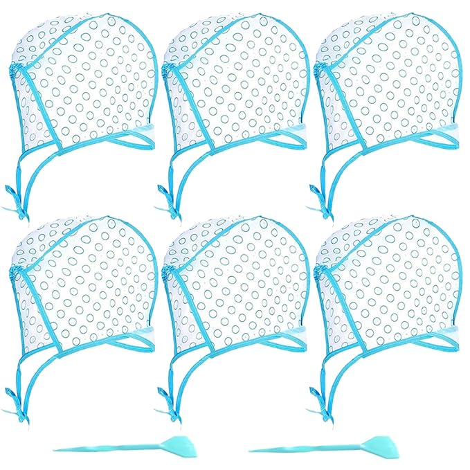 6 Pcs Frosting caps for highlighting hair with 2 Pcs Hooks