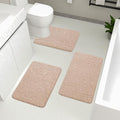 YIHOUSE Bathroom Rugs Mat Set, Memory Foam Bath Mat 3 Piece Khaki