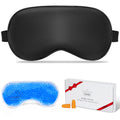 Cavoilu Silk Sleep Mask with Cooling Gel Eye Mask, Warm and Cold Compress, Heated Eye Mask for Tired Eyes, Stain Eye Cover Sleeping Mask for Travel, Home, Office, Yoga, Total Blackout (Black)