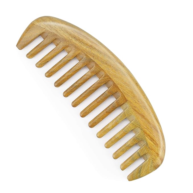 Onedor Handmade 100% Natural Green Sandalwood Hair Combs - Anti-Static Sandalwood Scent Natural Hair Detangler Wooden Comb (Oval Fine Tooth)