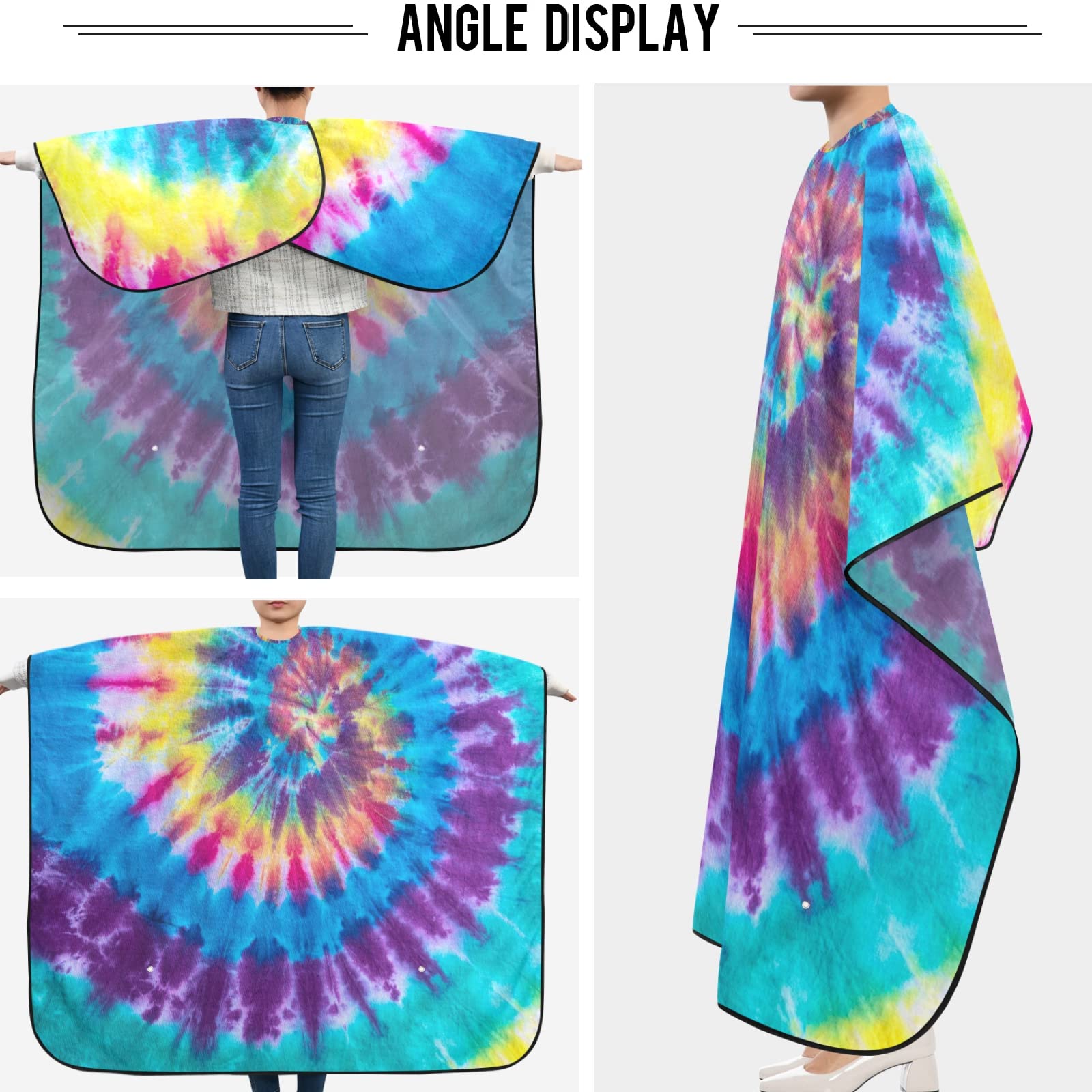 Visesunny Barber Cape With Tie Dye Swirl Design - Polyester Hair Cutting Salon Apron, Anti-Static, Water-Resistant Haircut and Shaving Cloth, Beard Shaving Bib, Hairdressing Cape