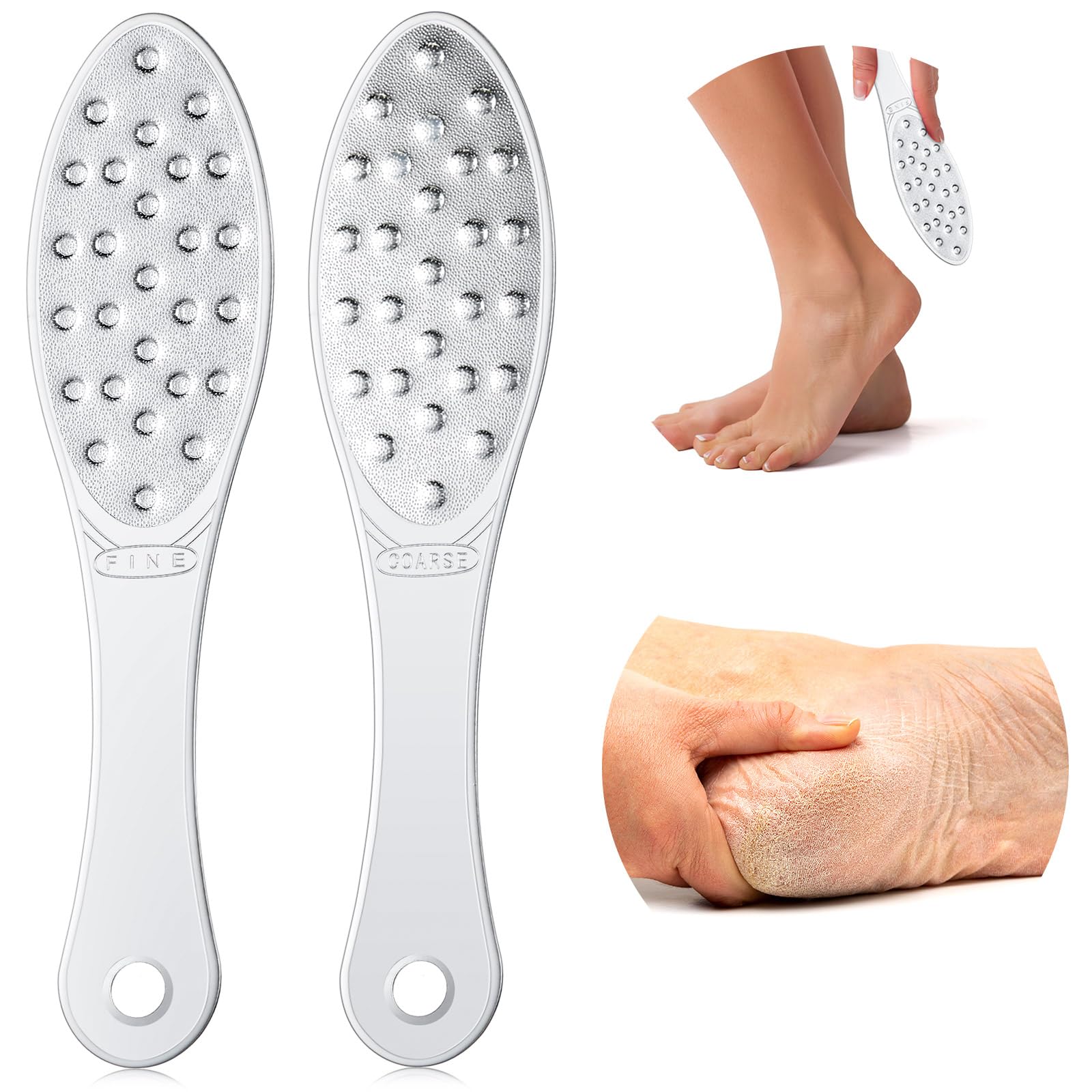 1 Pcs Stainless Steel Foot File Callus Remover Double Sided Metal Foot Scraper Rasp Scrubber for Wet or Dry Skin Professional Pedicure Tool for Hard Skin Cracked Heels Feet (Classic Style)