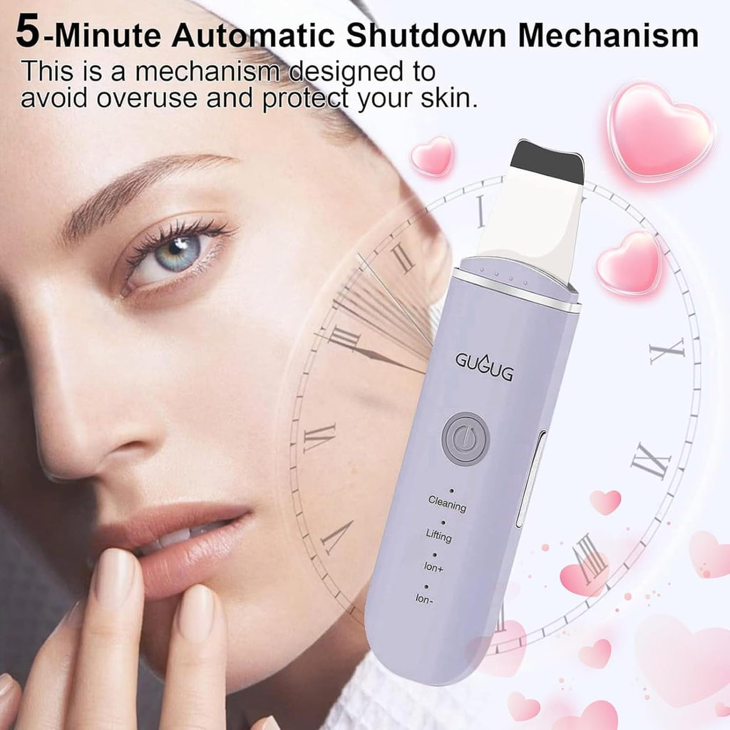 GUGUG Skin Scrubber Spatula Pore Cleaner Blackhead Remover, 4 Modes, Purple