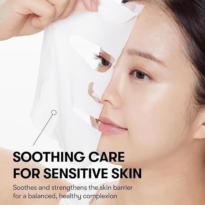 VT COSMETICS CICA Daily Soothing Mask, 30 Sheet Face Masks for Sensitive Skin, Centella Asiatica & Triple Hyaluronic Acid, Hydrating Korean Sheet Mask for Redness, Dryness & Skin Barrier Care