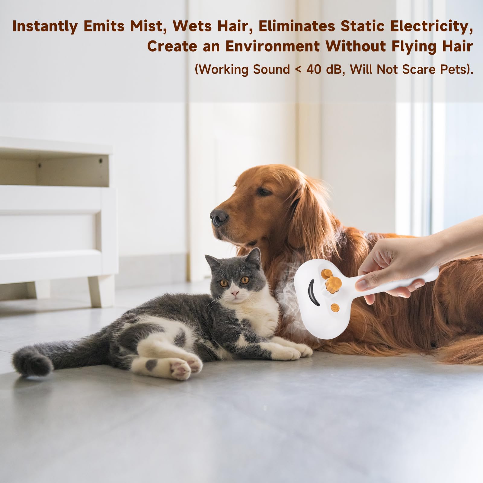 Pet Steam Brush for Dog & Cat Includes Waterless 2*Shampoo