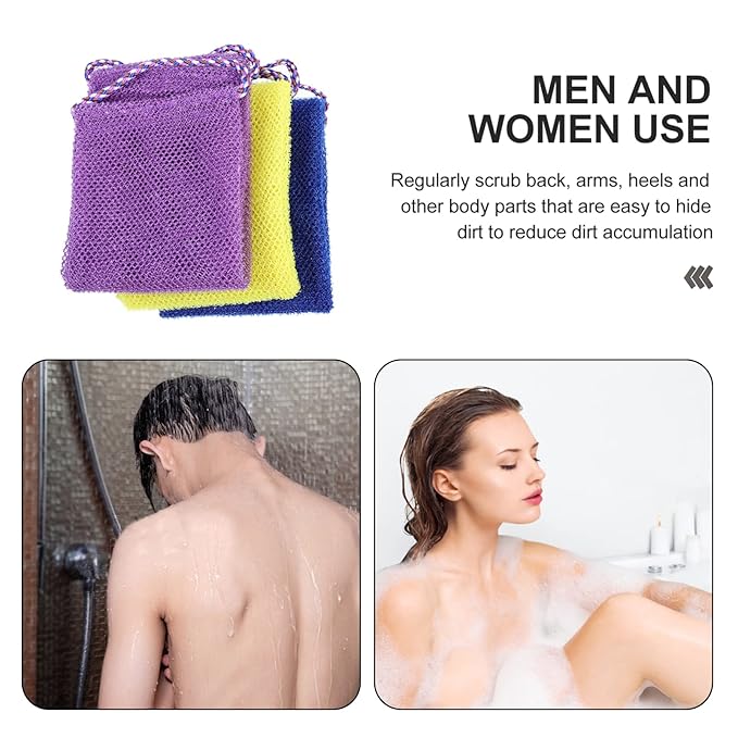 LIFKOME 3Pcs Exfoliating Back Washer Body Scrubber Shower Strap Gentle Skin Brush for Men Women Exfoliation Comfortable Bathing Experience for Deep Cleaning