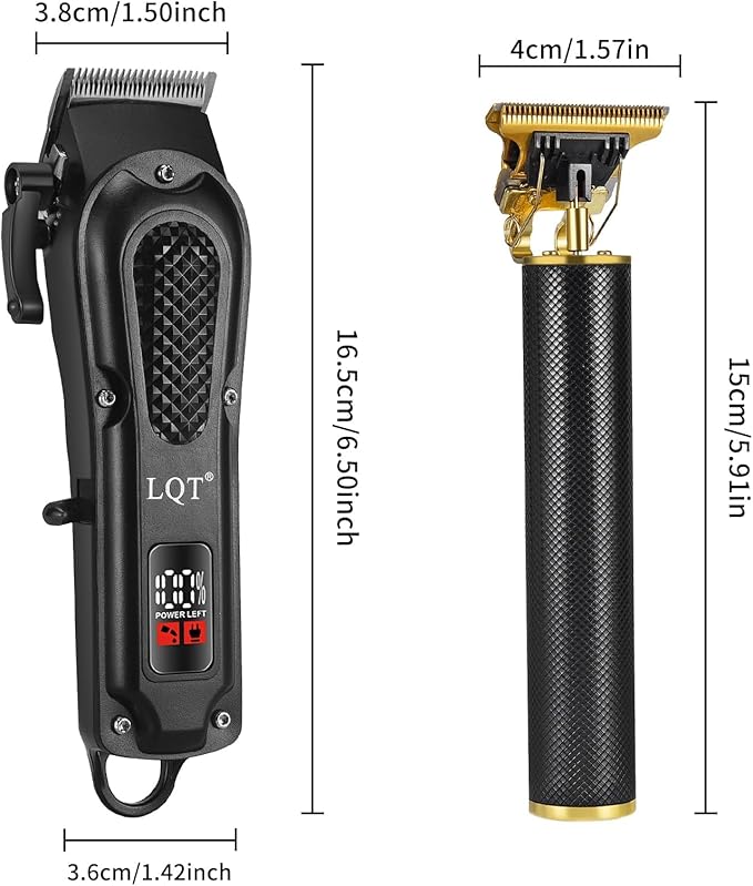 LQT® Men's Professional Hair Clippers Kit，Cordless & Corded Barber Clippers Set，Grooming Rechargeable Beard Trimmer with Adjustable Blade Black