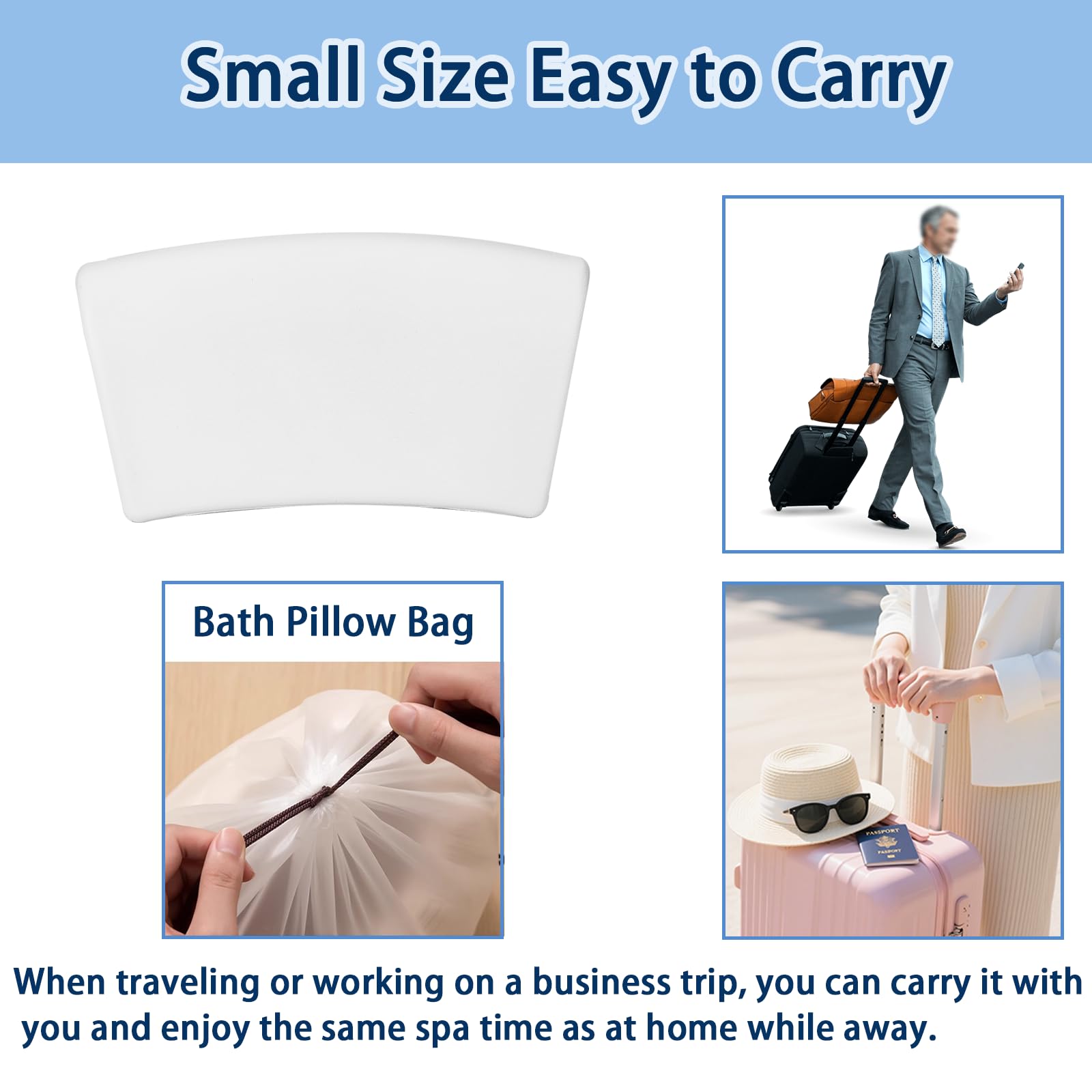 Guluto Bath Pillow, Bath Pillows for Tub with Head, Neck and Shoulder Support, Ergonomic Waterproof Bathtub Pillow with Strong Non-Slip Suction Cups, Relaxing Spa, Hot Tubs, Bathroom Essentials White