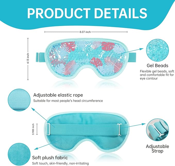 SEIWEHIDO Cooling Eye Mask Cold Eye Compress Mask for Puffy Eyes, Reusable Eye Ice Pack Gel Ice Eye Mask for Tired Eyes, Eyes Surgery, Migraines, Stress Relief, Itchy Eyes, Skin Care, Eye Spa 2PCS