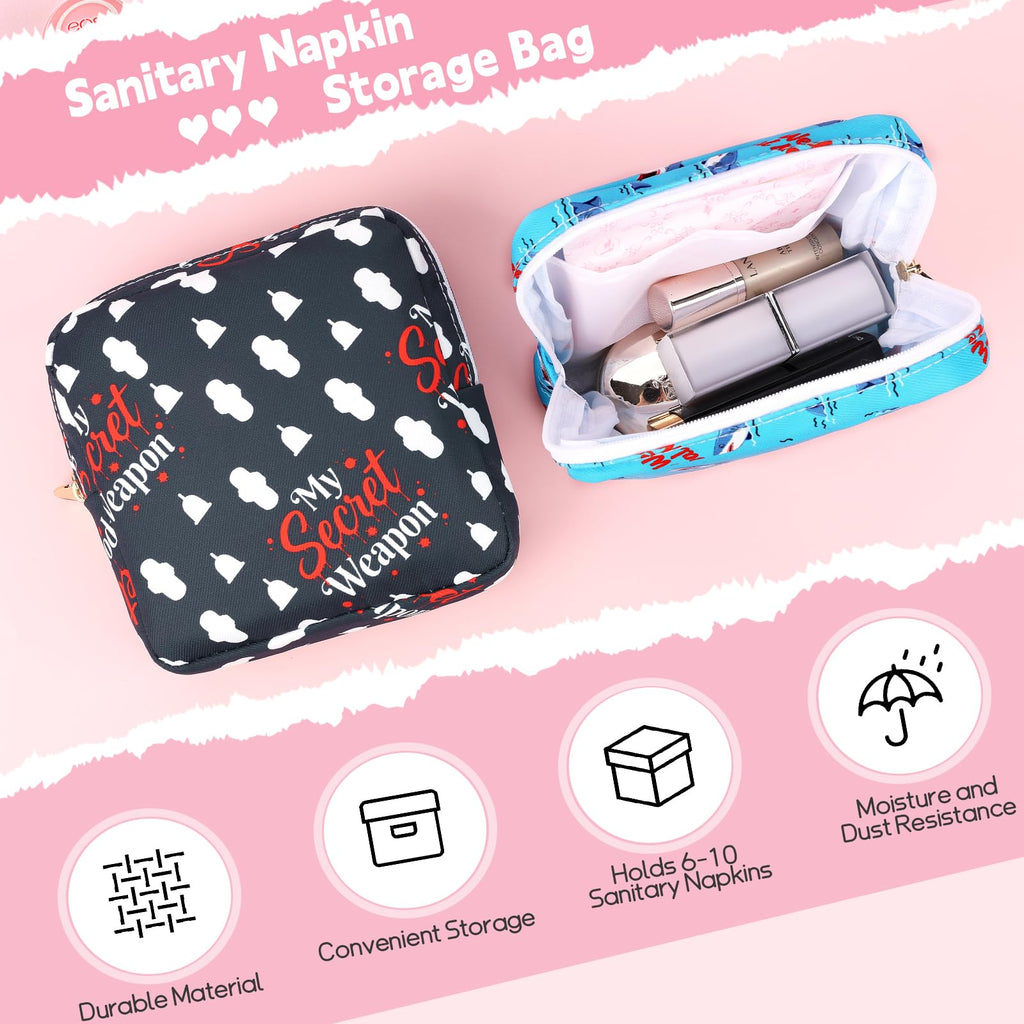 Desing Wish Sanitary Pad Storage Bag Portable Period Bag for Teen Pads/Sanitary Napkins/Small Tampons, Sanitary Napkin Storage Bag First Period Gifts for Teen Girls (Secret Weapon)