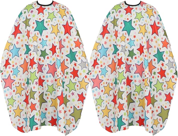 YELEGI Professional Hair Cutting Cape(2Pcs), Salon Barber Cape with Adjustable Snap Closure, Waterproof Hair Dye Color Cape Hair dressing stylist apron (Star)