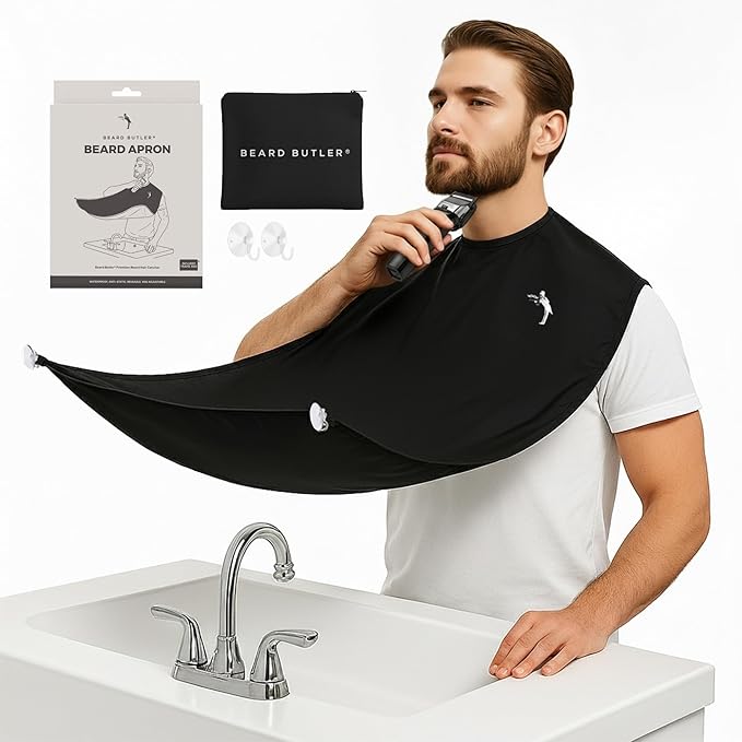 Beard Butler Beard Apron Beard Hair Catcher for Men – Shaving Apron – Includes Travel Case