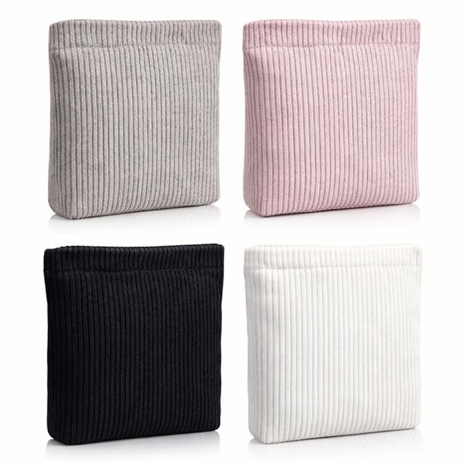 Abbylike 4 Pcs Small Makeup Bag Corduroy Cosmetic Pouch with Zipper Portable Little Bags for Purse Mini Pouch Cute Makeup Purse for Coin Essentials Items Women (Clean)