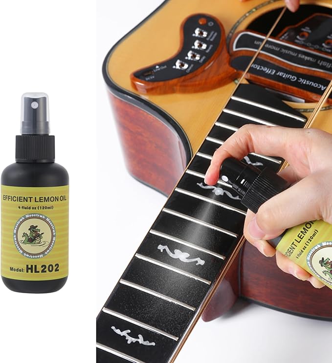 Meoctrwh Guitar Fretboard Lemon Oil, Body Polish, String Cleaner, Polish Cloth, Guitar Care Kit