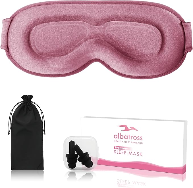 Sleep Eye Mask for Men Women, Lash Extensions 3D Sleeping Mask, Travel Blackout Night Blindfold Eye Shade Cover with Adjustable Strap (Rose)