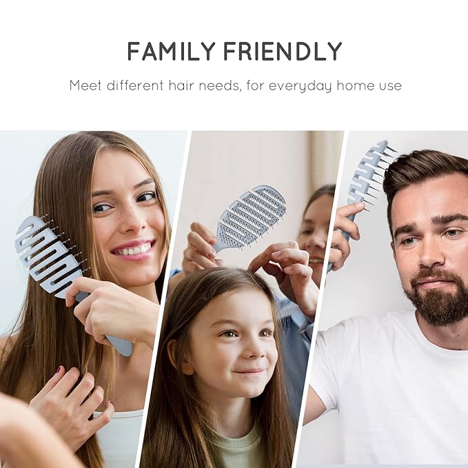 Ecoed Hair brush, Vented Detangling Brush, Quickly Detangles and Smooths hair for Curly, Thick, and Straight Hair, Hair Brush for Women and Men, Blue, Eco Friendly, Sustainable Material