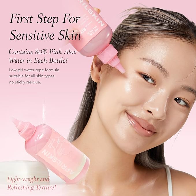 APRILSKIN Pink Aloe Vita Toner | Calms and Soothes Redness, Smoothens, and Controls Excess Sebum | 80% Pink Aloe Vera Water | Hydrating, Non-Sticky | Clean & Vegan Korean Skin care (8.45 fl.oz)