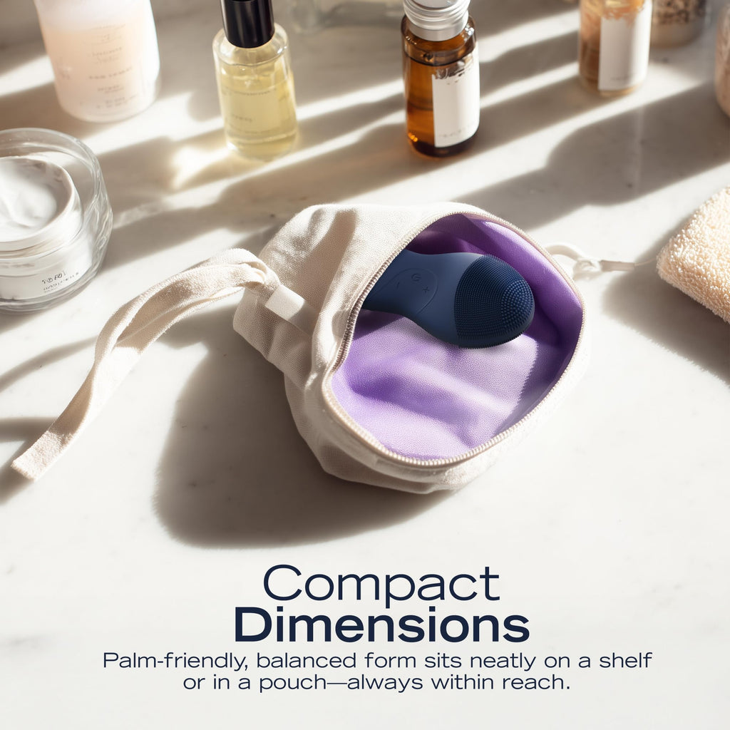 Nautica PC120 Facial Cleansing Brush Made with Ultra-Hygienic Soft Silicone, Waterproof, Rechargeable Vibrating Face Exfoliator Scrub Brush with Sonic Technology for Men & Women - Navy