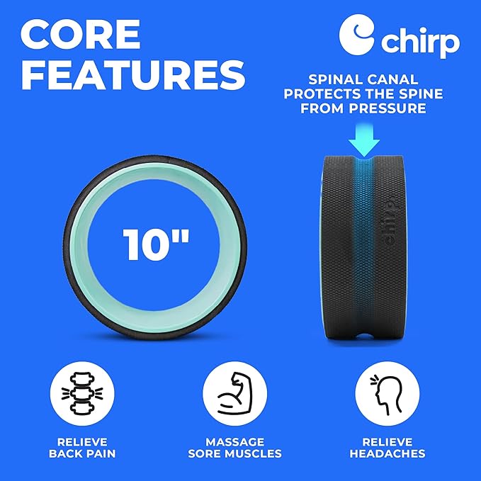 Chirp Wheel+ Foam Roller, Back & Neck Pain Relief, Mint 10-Inch
