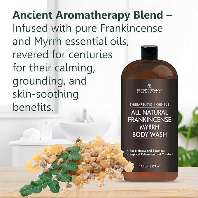 All Natural Body Wash for Women & Men, Frankincense Myrrh, 16 fl oz