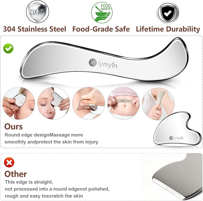 Niymyin 304 Stainless Steel Fascia Gua Sha for IASTM & Sore Muscle Massage