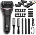Wea&Hea Rechargeable Electric Callus Remover for Feet with 6 Roller Heads, Dual-Speed Foot File, Waterproof Pedicure Kit 20 in 1 for Smooth Skin and Foot Spa