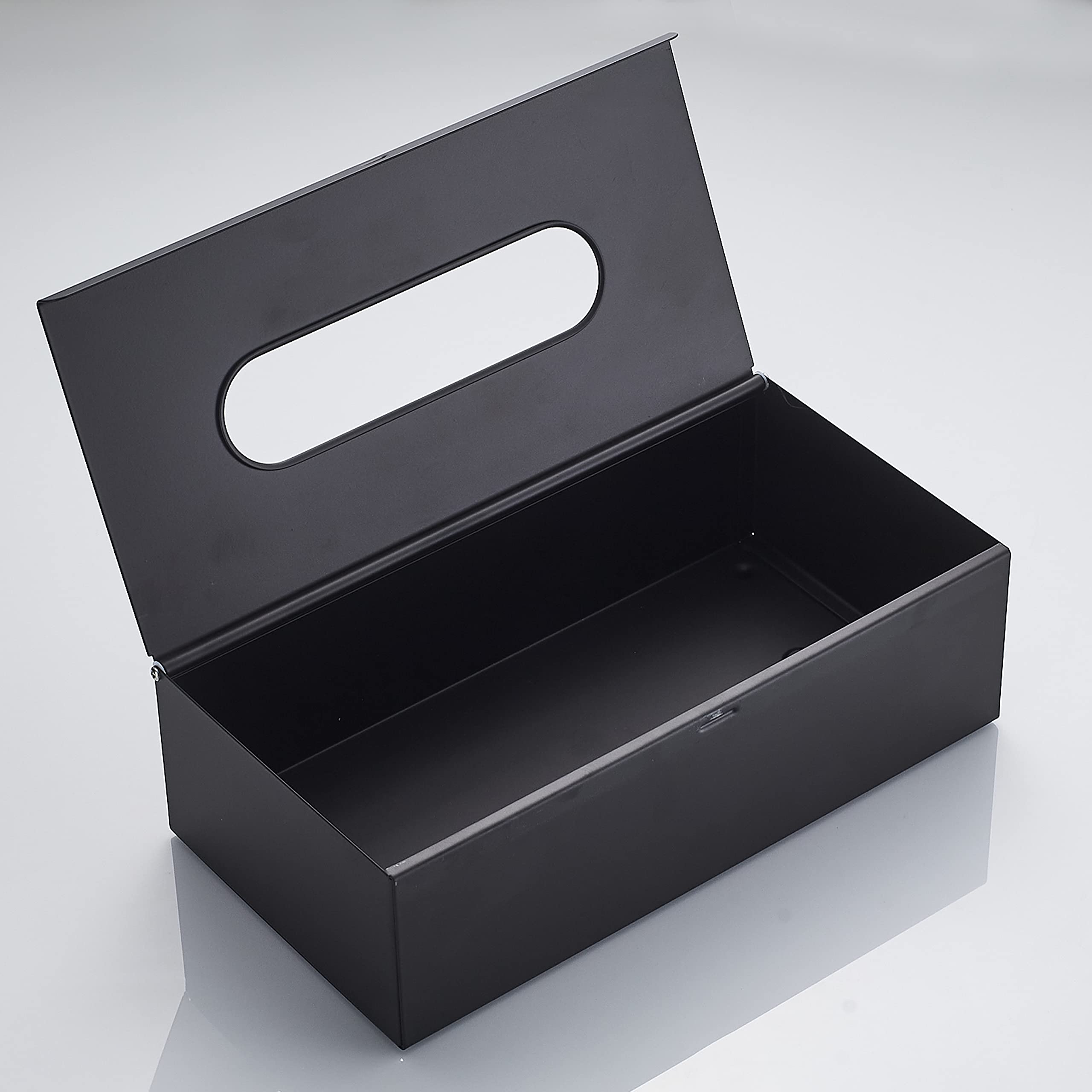 JunSun Rectangular Tissue Box Cover Tissue Box Holder Napkin Holder Tissue Storage Box Facial Tissue Holder Decorative Holder For Bathroom Bedroom Nightstand Office Dresser-Stainless Steel Matte Black