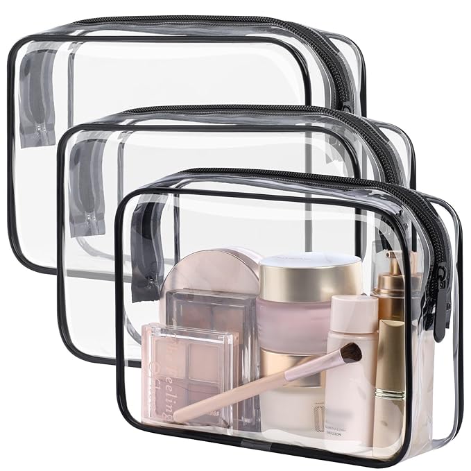 PACKISM TSA Approved Toiletry Bag - Clear Makeup Bag for Travel, Black