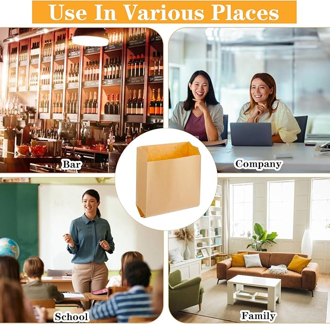 100 Pcs Kraft Feminine Hygiene Liner Bag, Business Restroom Bathroom Personal Dispensers 7.5 x 10" Waste Receptacle Paper Liners, Sanitary Napkin Disposal Bags, Kraft Bag