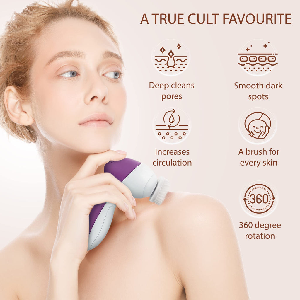 VISOFO Facial Cleansing Brush Face Scrubber Exfoliating Cleaning Skin Care Cleanser Wash Women Girls Electric Beauty Powered Exfoliator Skincare Spin Tools Scrub Washer Self Care (Lilac Amethyst)