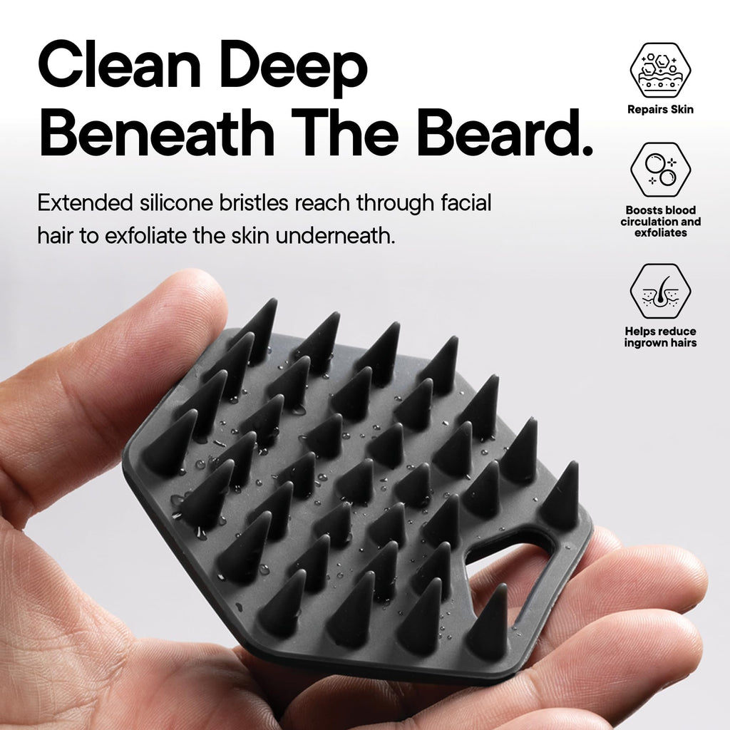 TOOLETRIES Silicone Beard Scrubber for Men, Beard Brush - Charcoal