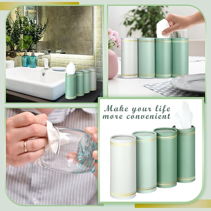 Fourluoo 12 Pack Car Tissue Cylinder Holder Bulk with 3 Ply Facial Tissues, Round Napkin Holders for Cup Holder Cylinder Travel Paper Tubes Bulk Round Napkin Boxes Packs (Fresh Color)