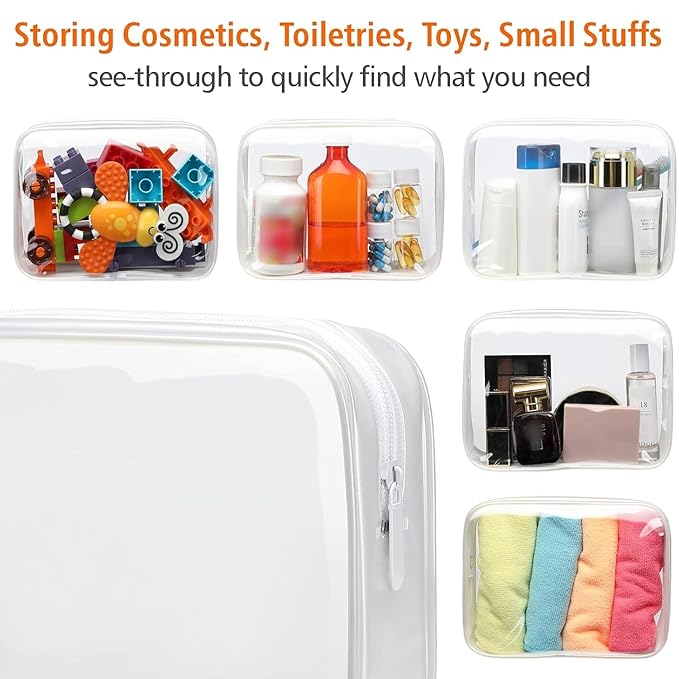 PACKISM Clear Makeup Bag Travel - TSA Approved Toiletry Bag, Matte White