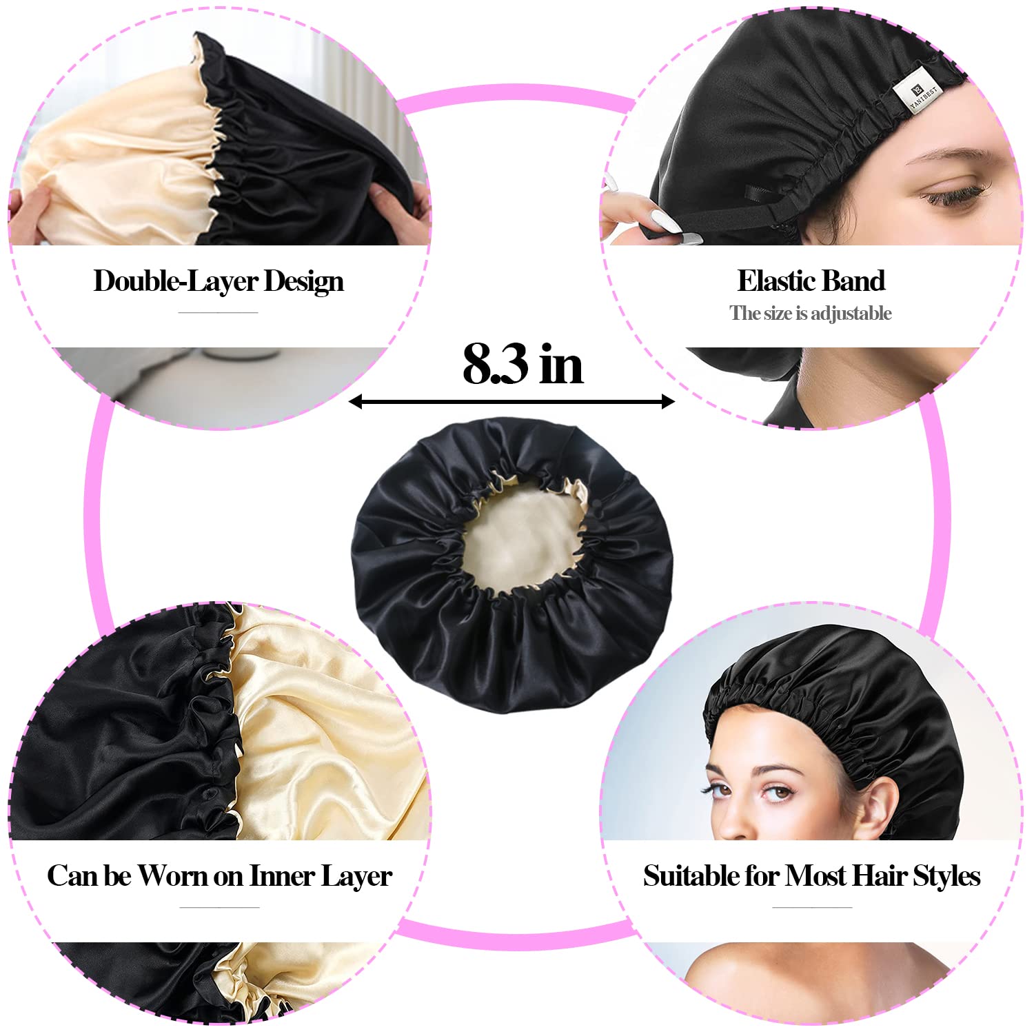 10Pcs Natural Hair Detangling Brush Set with Sleep Bonnet for Curly, Afro, African Black 3a to 4c Hair - Faster Detangling on Wash Days