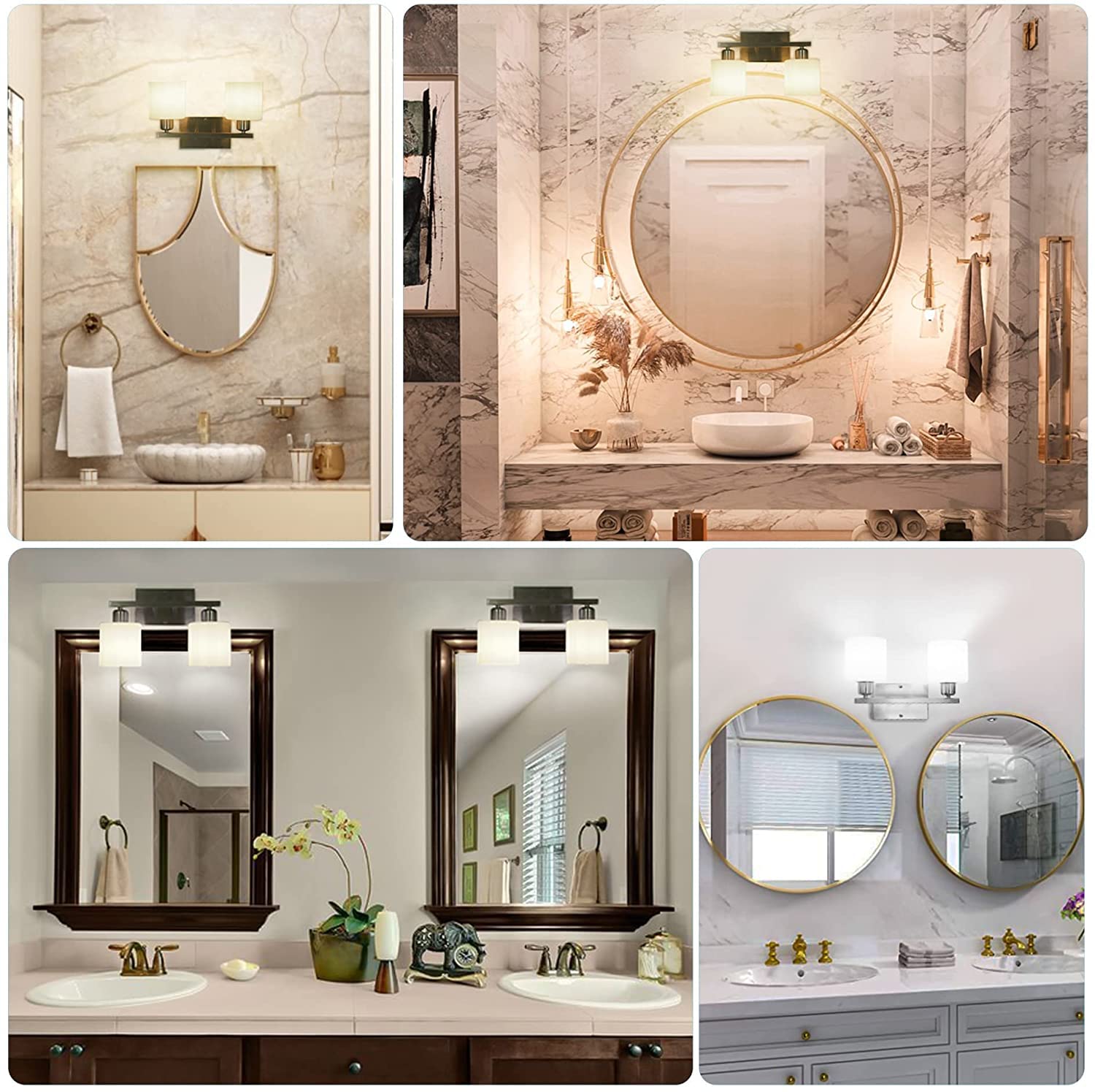 Dekang Bathroom Vanity Light Fixture Brushed Nickel, 2-Light Wall Sconces