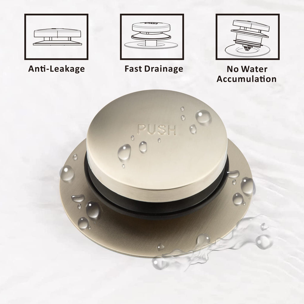 Artiwell Universal Tip Toe Bath Drain Stopper and Cover, Bathtub Drain Stopper, Replaces Lift and Turn, Tip-Toe and Trip Lever drains for Tub, EZ Installation and Clearing (Brushed Nickel)
