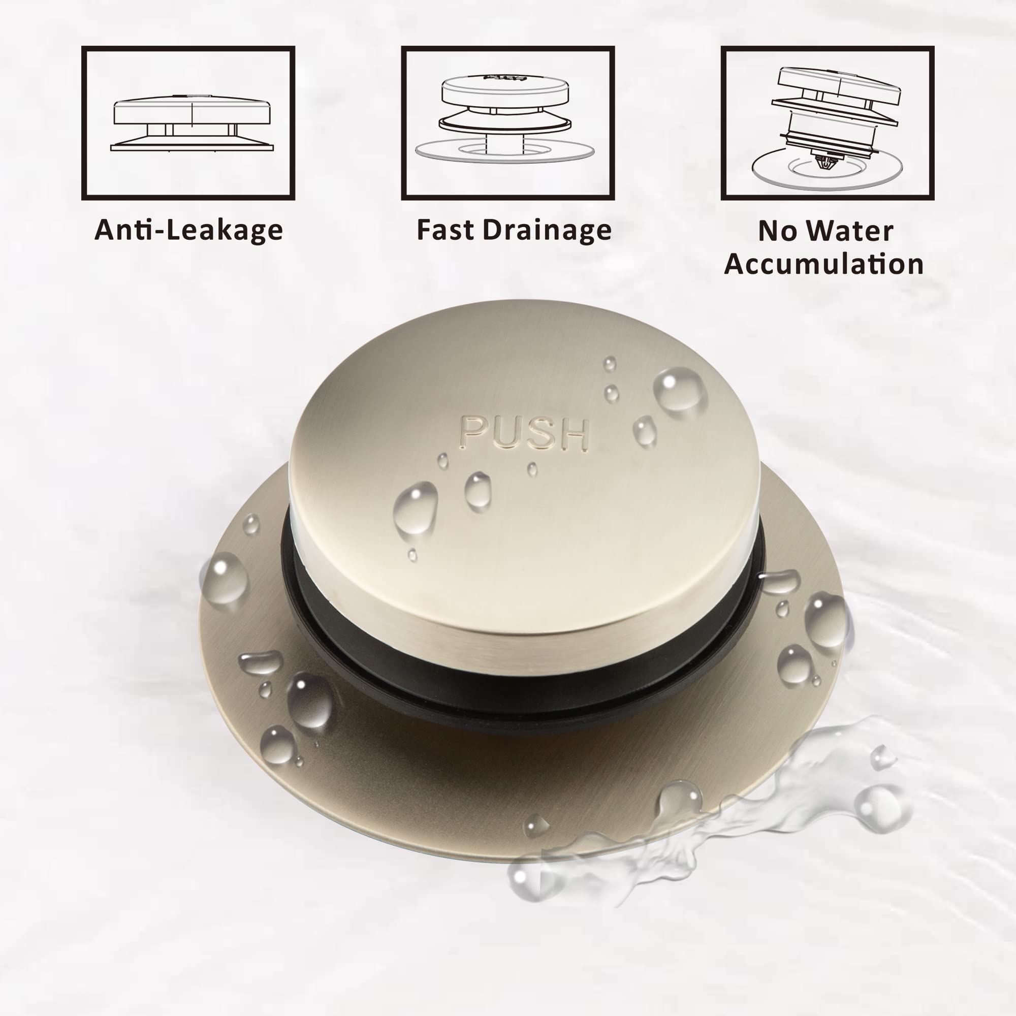 Artiwell Universal Tip Toe Bath Drain Stopper and Cover, Bathtub Drain Stopper, Replaces Lift and Turn, Tip-Toe and Trip Lever drains for Tub, EZ Installation and Clearing (Brushed Nickel)