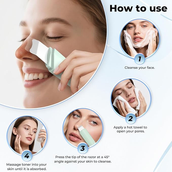 Blackhead Remover Tool for Nose Pore, Professional Facial Spatula, U Shaped & Circular Widened Head for Pore Cleaning, Green