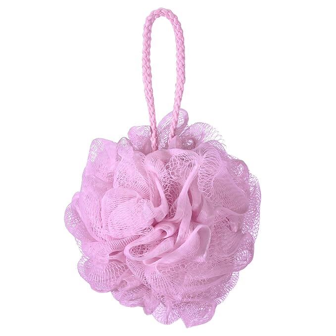 iboodi 60g/pcs Pink Mesh Bath Sponge Shower Pouf Loofahs Shower Puff Pack of 4 (Pink)