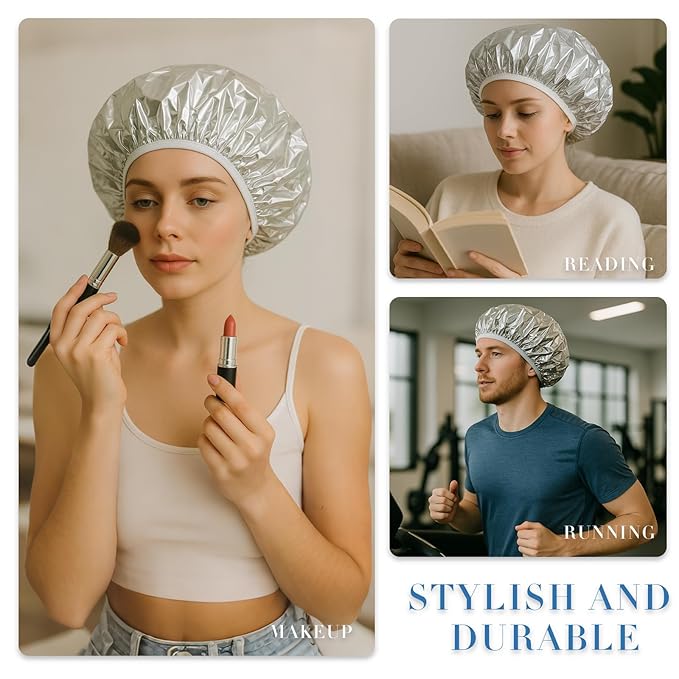Brvlsoc Reusable Aluminum Foil Heat Cap – Deep Conditioning Processing Cap with Elastic Band, Hair Treatment & Coloring Cap for Salon, Sauna & Home
