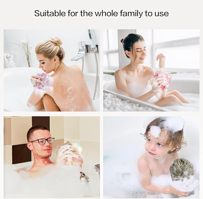 Fishent Shower Sponge Shower Loofah, Body Wash Loofah Sponge Body Scrubber, 3 Pack 60g Large Size Lofas for Shower, Cleaning Loofahs Sponge Body Sponges for All Skin Types