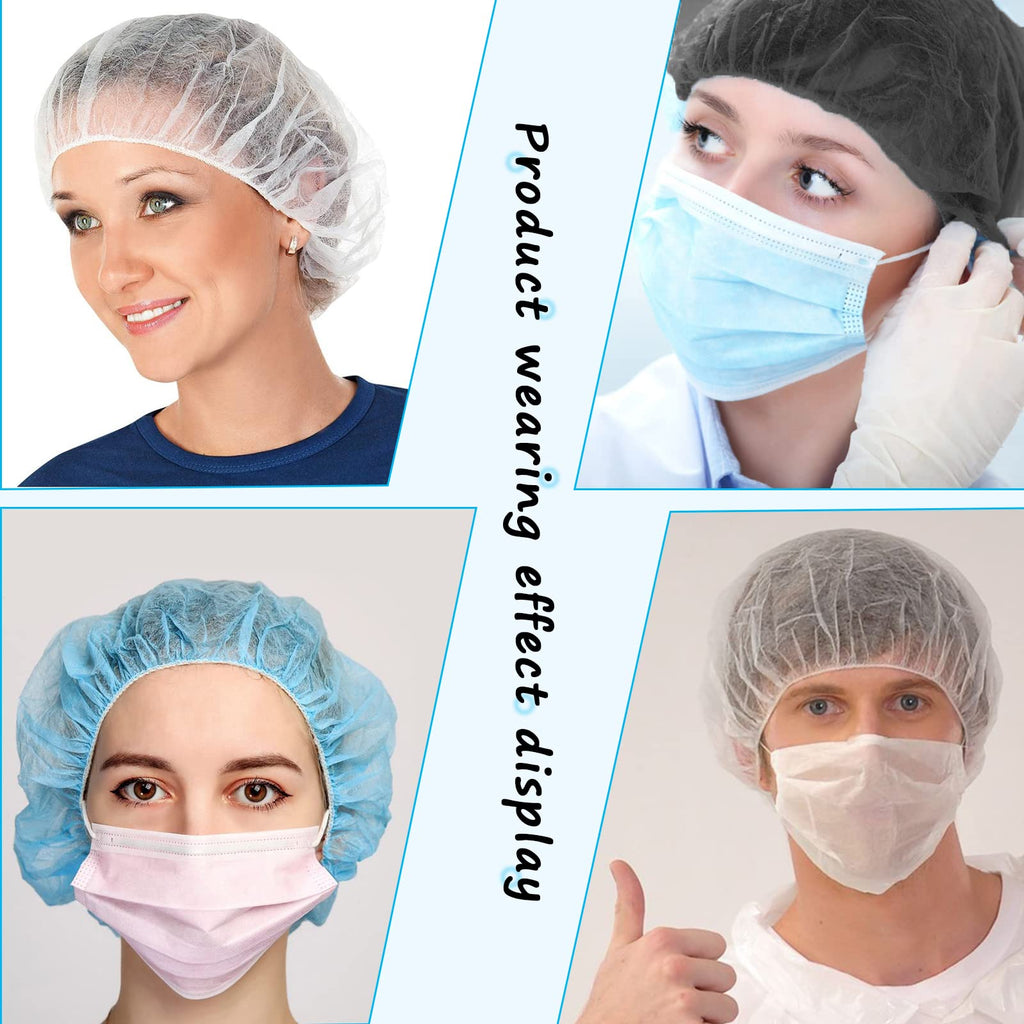 Disposable Bouffant Caps 100 Pcs,21inches Hair Net Elastic Dust Cap for Food Service, Sleeping Head Cover (Black)
