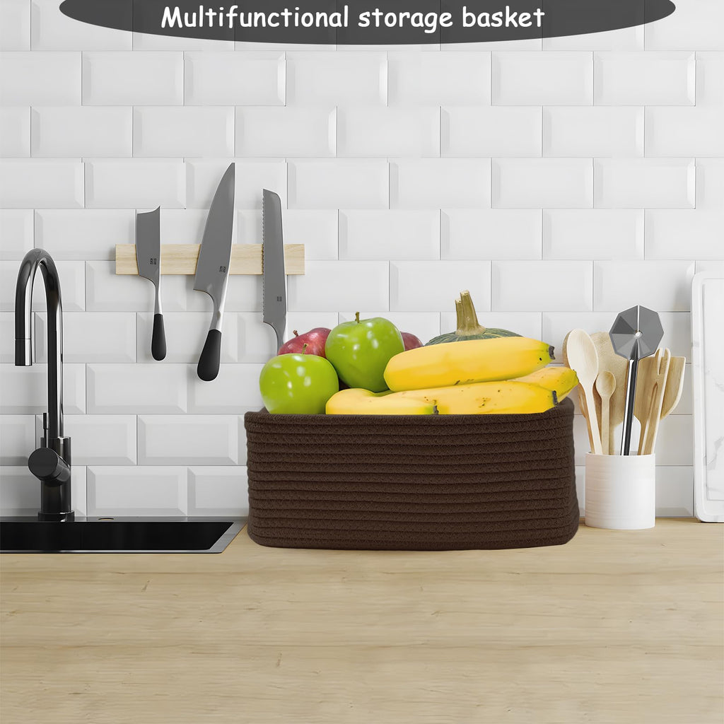 COMFY-HOMI 11.5"x7.5"x4.7" Storage Baskets for Organizing | Cotton Rope Woven Basket | Toy Storage Bin Box | Basket for Shelves, Closet Organizer Bin, Decorative Closet Shelf, 1 Pack