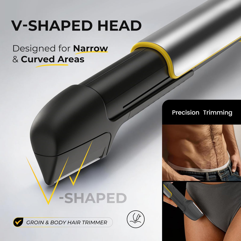 PRITECH Body & Pubic Hair Trimmer for Men Electric Back Shaver for Men