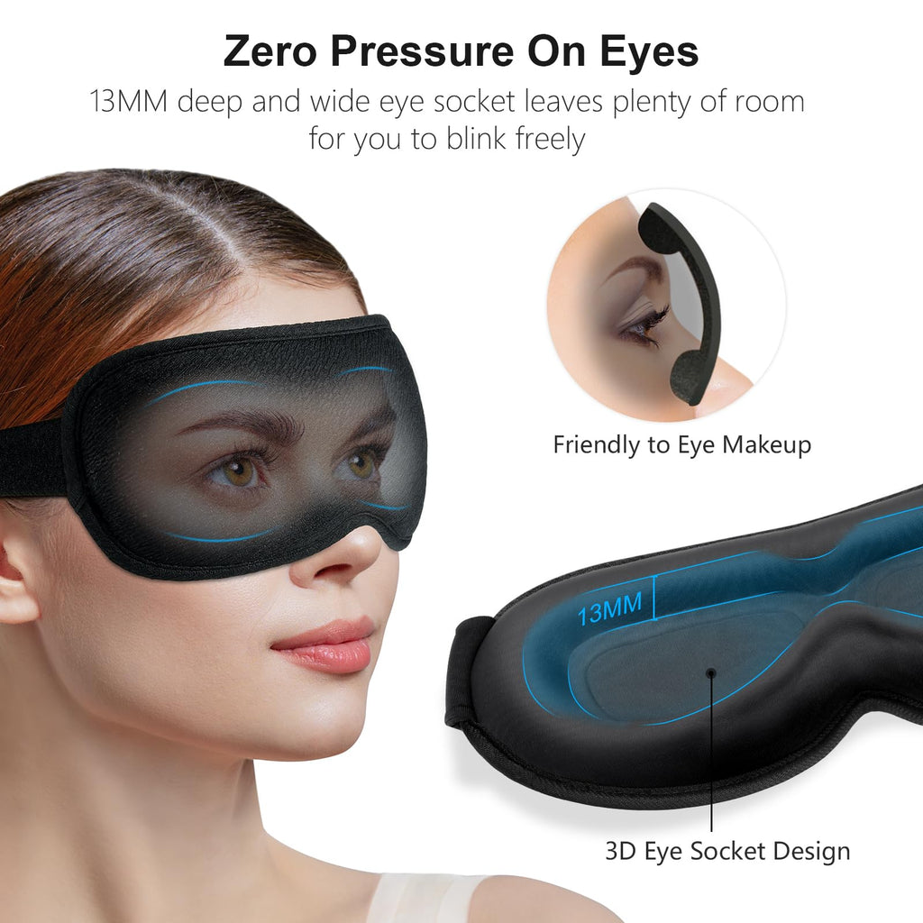 Gritin 100% Blackout Sleep Eye Mask for Women Men, Zero Pressure Sleep Mask